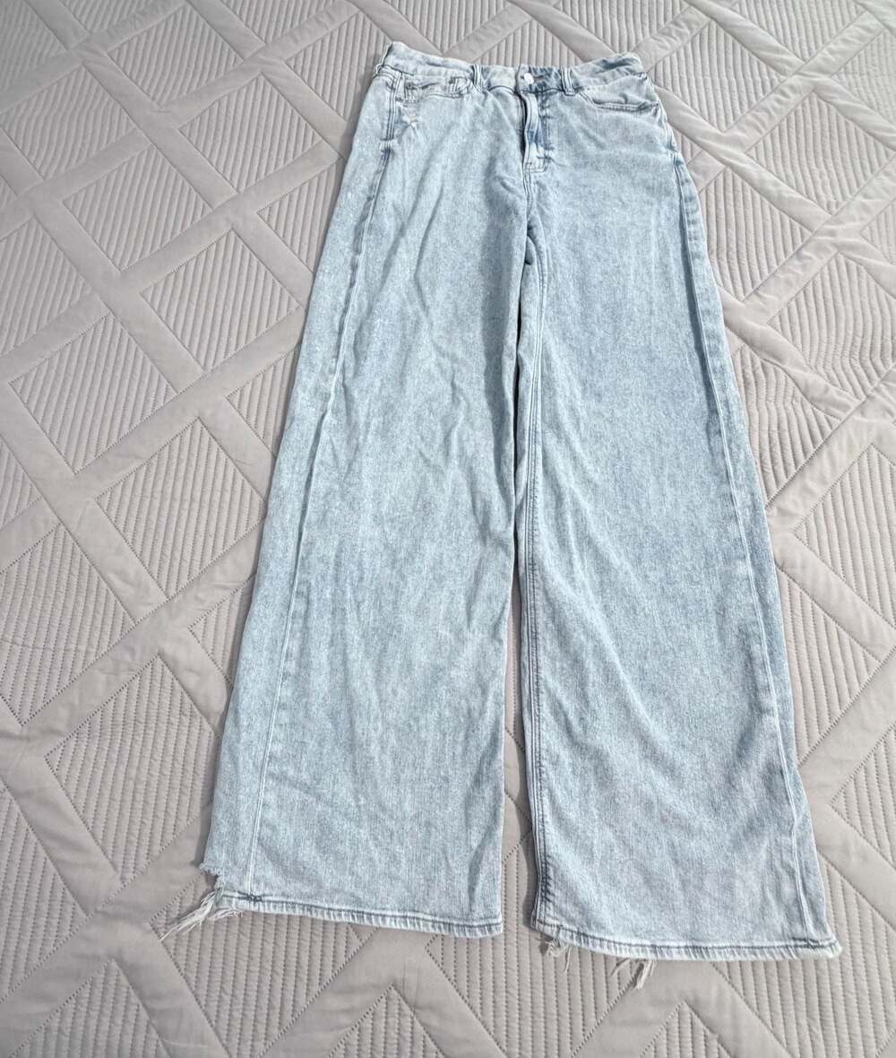 American EAGLE curvY SUPER high Rise BAGGY jean Size 8 LONG